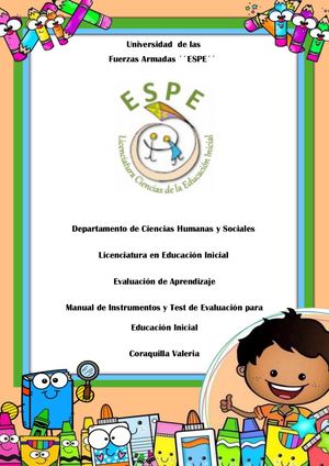Manual De Instrumentos Y Test De Evaluación Para Educación Inicial