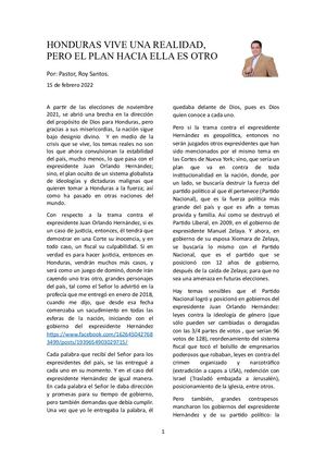 Honduras Vive Una Realidad Pero El Plan Hacia Ella Es Otro