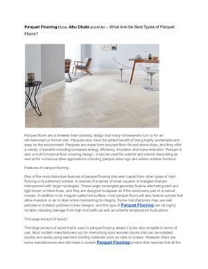 Parquet Flooring Dubai, Abu Dhabi and Al Ain :- What Are the Best Types of Parquet Floors?