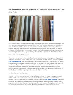 PVC Wall Cladding Dubai, Abu Dhabi and Al Ain :- Pre Cut PVC Wall Cladding With Know About These