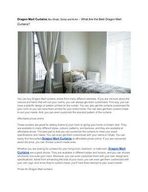 Dragon Mart Curtains Abu Dhabi, Dubai and Al Ain :- What Are the Best Dragon Mart Curtains?