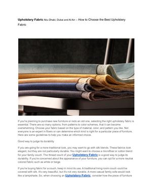 Upholstery Fabric Abu Dhabi, Dubai and Al Ain :- How to Choose the Best Upholstery Fabric