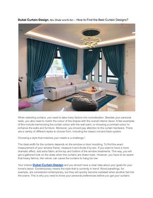 Dubai Curtain Design, Abu Dhabi and Al Ain :- How to Find the Best Curtain Designs?