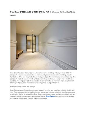 Orac Decor Dubai, Abu Dhabi and Al Ain :- What Are the Benefits of Orac Decor?