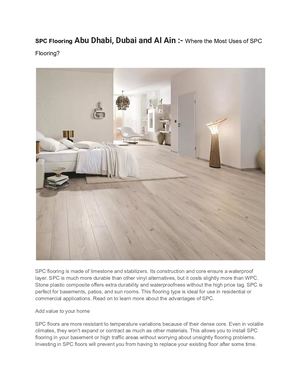 SPC Flooring Abu Dhabi, Dubai and Al Ain :- Where the Most Uses of SPC Flooring?