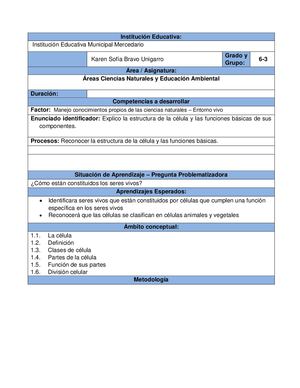 Guía De Aprendizaje La Célula