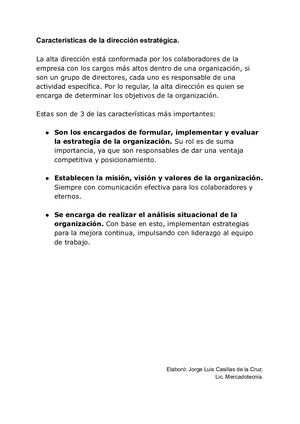 Caracteristicas De La Alta Dirección