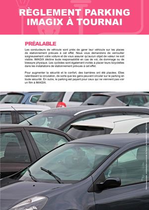 Règlement Du Parking Imagix à Tournai