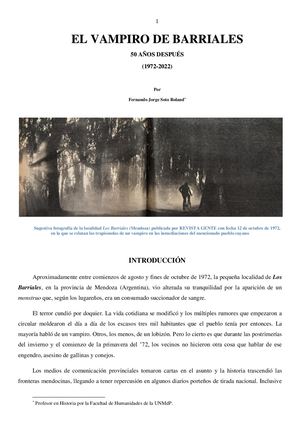 EL VAMPIRO DE BARRIALES 50 AÑOS DESPUÉS  (1972-2022)