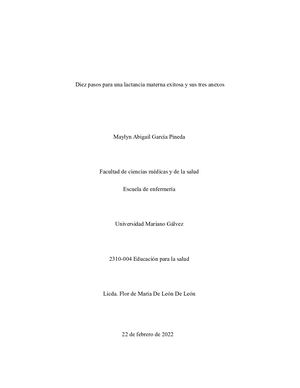 Diez Pasos Para Una Lactancia Materna Exitosa Y Sus Tres Anexos Educacion Para La Salud