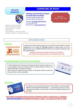 Bulletin municipal - Bouy Février 2022