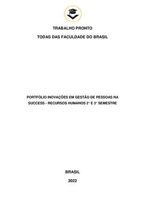 Portfólio Inovações Em Gestão De Pessoas Na SUCCESS - Recursos Humanos 2° E 3° Semestre