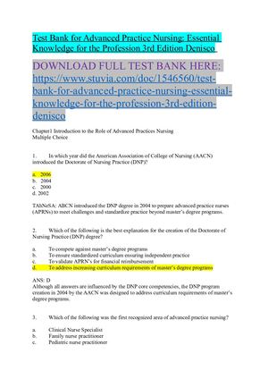 Test Bank For Advanced Practice Nursing