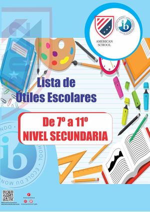 Lista de útiles escolares del nivel secundaria - EBR