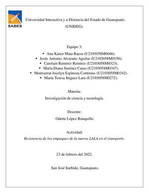 Resistencia De Los Empaques De La Marca Lala En El Transporte