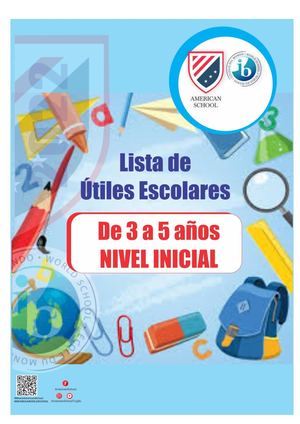 Lista de útiles escolares nivel inicial