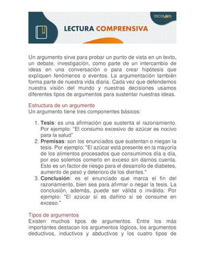 Lectura Comprensiva El Argumento Guía Didáctica
