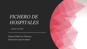 Fichero De Hospitales, Educacion Para La Salud Deisy Eulalia Lux Tzunun