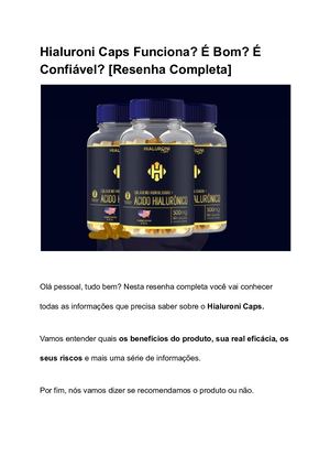 Hialuroni Caps Funciona? É Bom? É Confiável?
