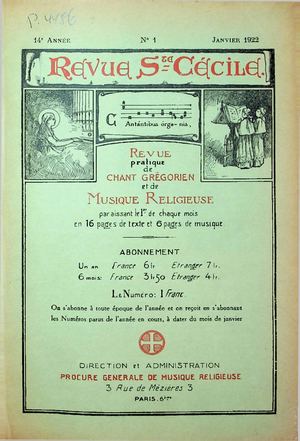 Revue Musicale Sainte Cécile 1922-1