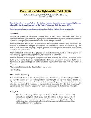 Sec 3 Declaration Of The Rights Of The Child 1959