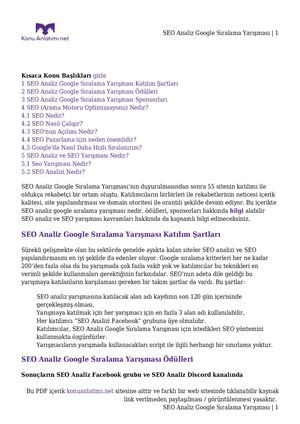 Seo Analiz Google Sıralama Yarışması