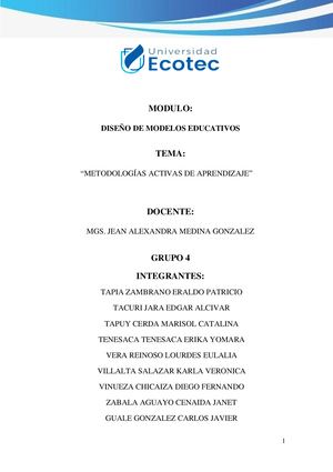 Informe Metodologias Activas De Aprendizaje Grupo 4