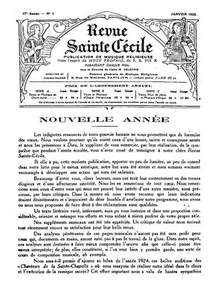 Revue Musicale Sainte Cécile 1925-1