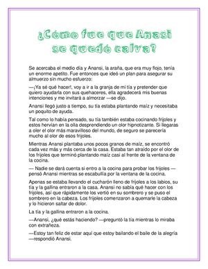 Cuento infantil Anasi La Araña