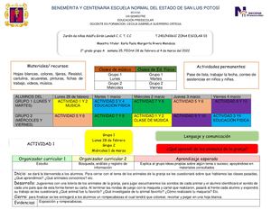 Plan animales salvajes Semanal 25. Febrero marzo