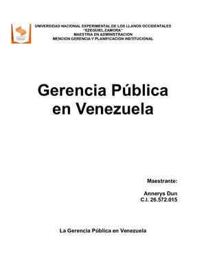 Gerencia Publica En Venezuela