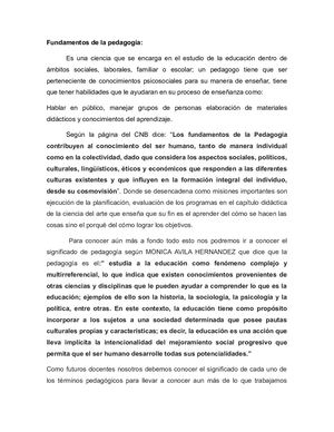 Fundamentos De La Pedagogía