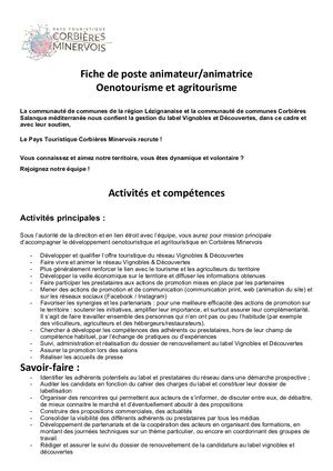 Fiche De Poste Animateur