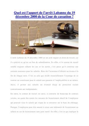 En quoi consiste l’arrêt Labanne du 19 décembre 2000 de la cour de Cassation ?