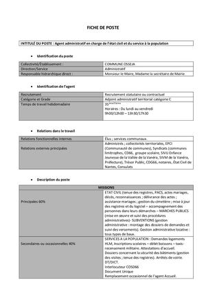 Calaméo - Fiche De Poste Agent Administratif