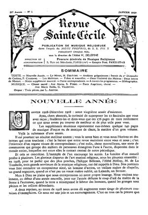 Revue Musicale Sainte Cécile 1929-1