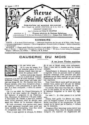 Revue Musicale Sainte Cécile 1929-2
