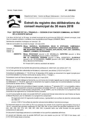 Crolles Deliberation 8 2018 3 Secteur Triangle Cession D Un Foncier Communal Au Profit De La Socia T Safilaf