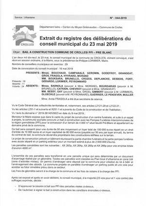 Crolles Deliberation 44 2019 5 Bail Construction Commune De Crolles Pfi Pr Blanc