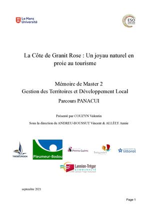 Couzyn Valentin Mémoire V3 La Côte De Granit Rose, Un Joyau En Proie Au Tourisme Copie