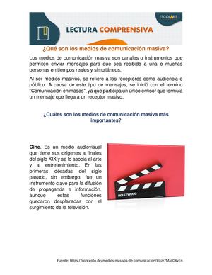 Lectura Comprensiva "Los medios de comunicación"