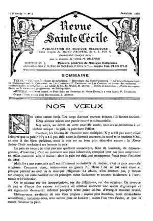 Revue Musicale Sainte Cécile 1930-1