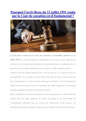 Que désigne l’arrêt Besse du 12 juillet 1991 rendu par la cour de cassation ?