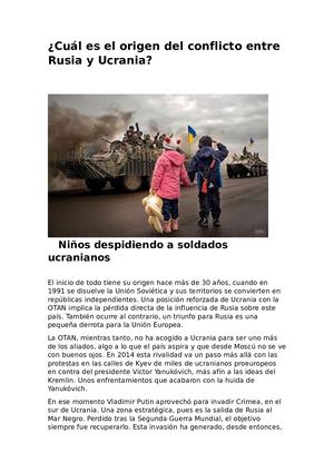 CUAL ES EL ORIGEN DEL CONFLICTO ENTRE RUSIA Y UCRANIA