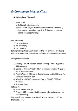 E Commerce Masterclass