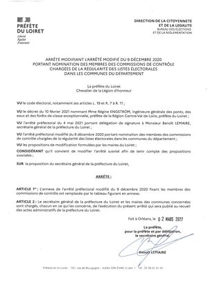 Arrêté Modificatif Commissions De Contrôle 02032022