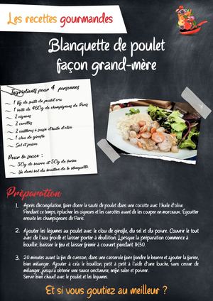 Fiche Recette Blanquette De Poulet Façon Grand Mère