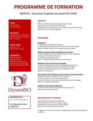 Programme Structurer La Gestion De Projet ISO 21500