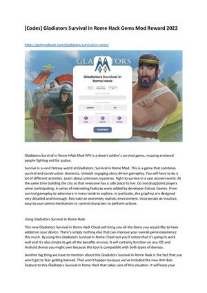 [Codes] Gladiators Survival In Rome Hack Gems Mod Reward 2022