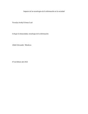 Impacto De Las Tecnologías De La Información En La Sociedad 1 Docx